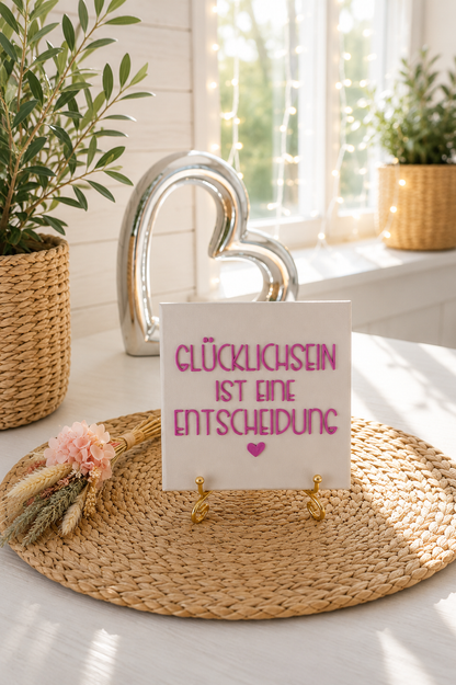 Sprüchekachel „Glücklichsein ist eine Entscheidung“ von CozyLabs Design