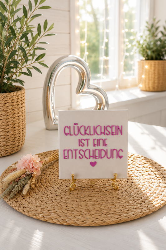 Sprüchekachel „Glücklichsein ist eine Entscheidung“ von CozyLabs Design