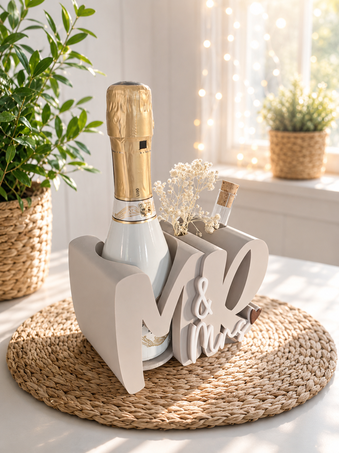 Mr & Mrs Flaschenhalter – dekorative Geschenkidee zur Hochzeit, Verlobung oder zum Jahrestag