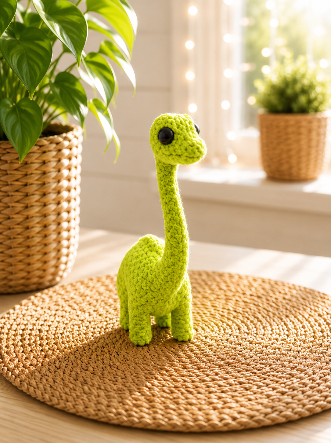 Langhals-Dino in Strickoptik – 3D-gedruckte Deko von CozyLabs Design