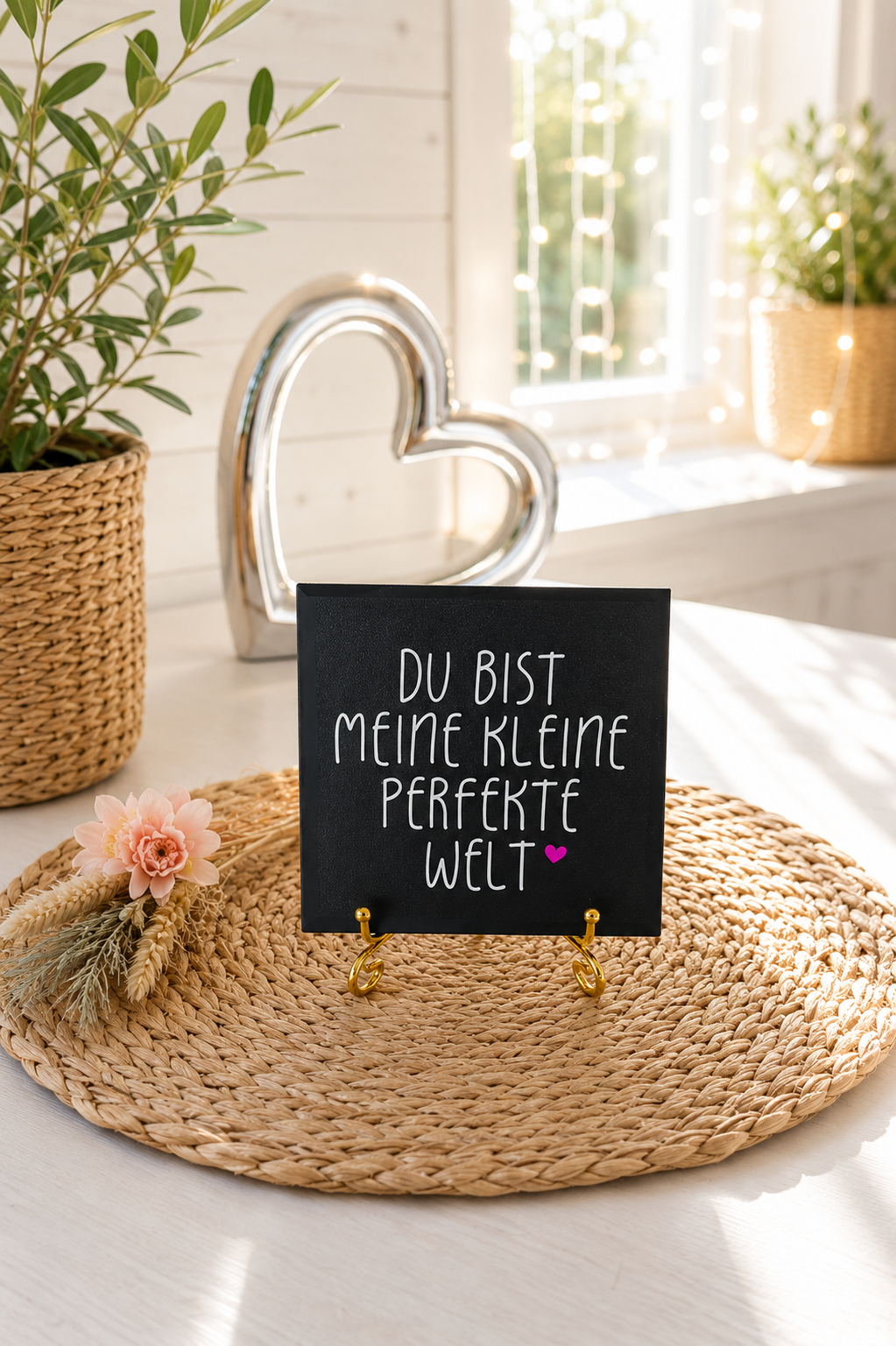 Sprüchekachel „Du bist meine kleine perfekte Welt“ von CozyLabs Design