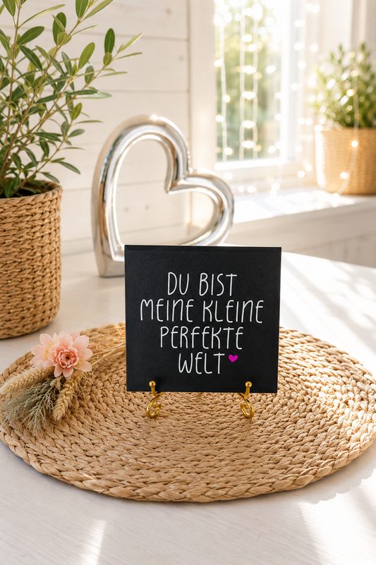 Sprüchekachel „Du bist meine kleine perfekte Welt“ von CozyLabs Design
