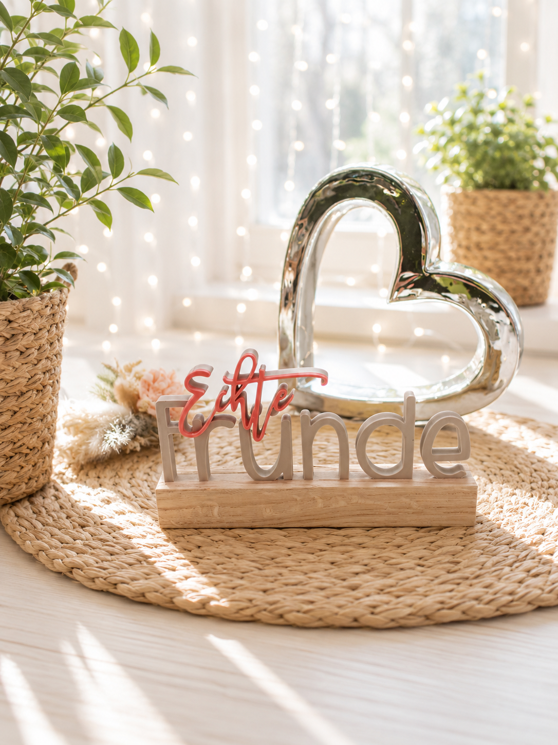 Jeck happens – närrischer 3D-Schriftzug mit Eichenholz-Sockel