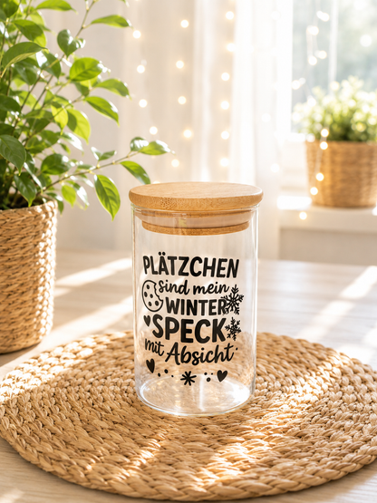 Plätzchenglas mit Spruch – kleines Glas für Kekse, Naschis & Weihnachtszauber von CozyLabs Design