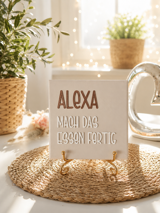 Sprüchekachel „Alexa, mach das Essen fertig“ von CozyLabs Design