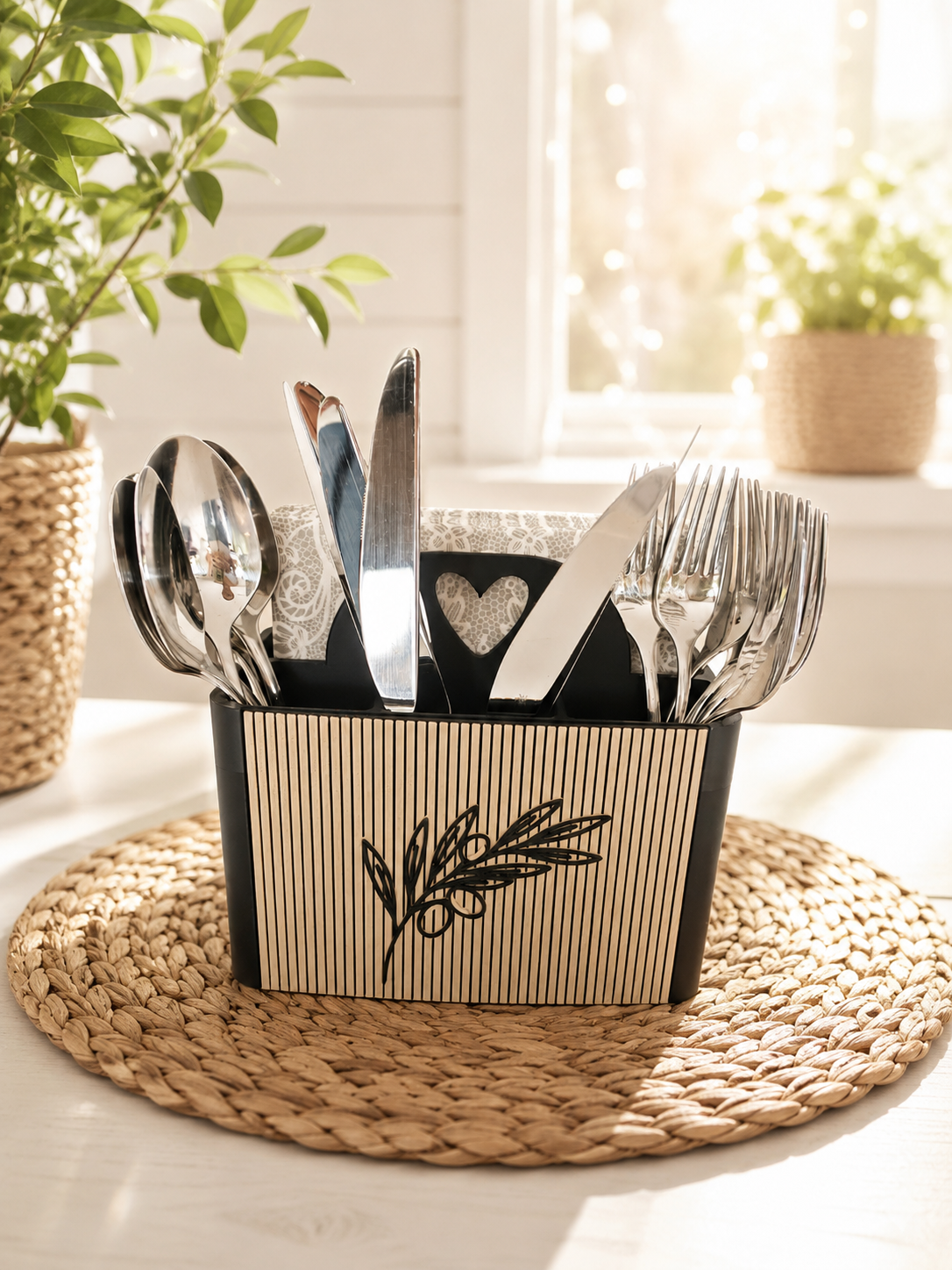 Besteckkorb mit Herzgriff und wechselbarer Front von CozyLabs Design