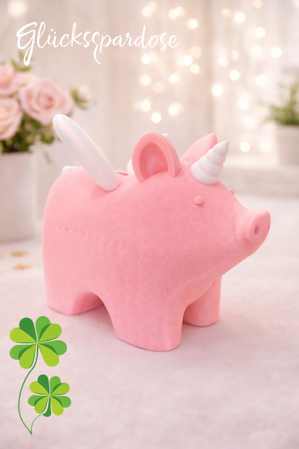 Spardose Mathilde das Schweinhorn – rosa 3D-Magie mit Flügeln & Horn (19 × 15,5 × 10 cm)