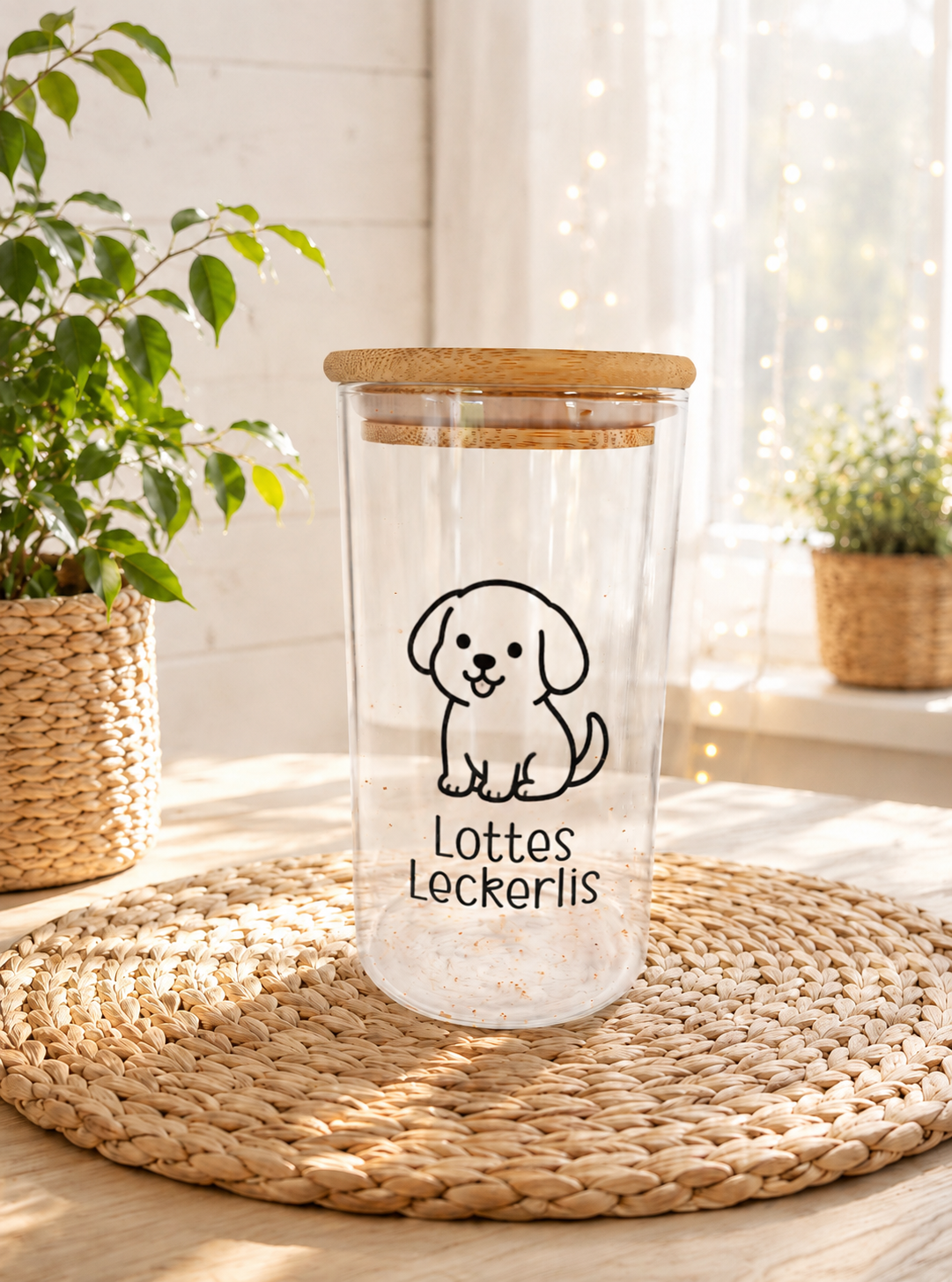 Personalisiertes Leckerli-Glas mit Bambusdeckel