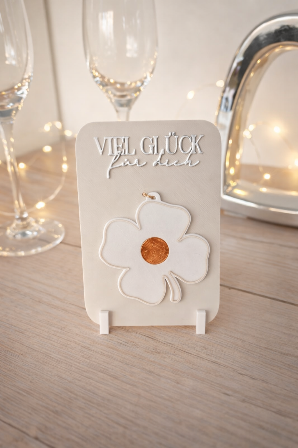 Kleines Glücksbringer-Geschenk von CozyLabs Design, mit Kleeblatt, Glückspilz, Schweinchen oder Zylinder für Neujahr und Silvester