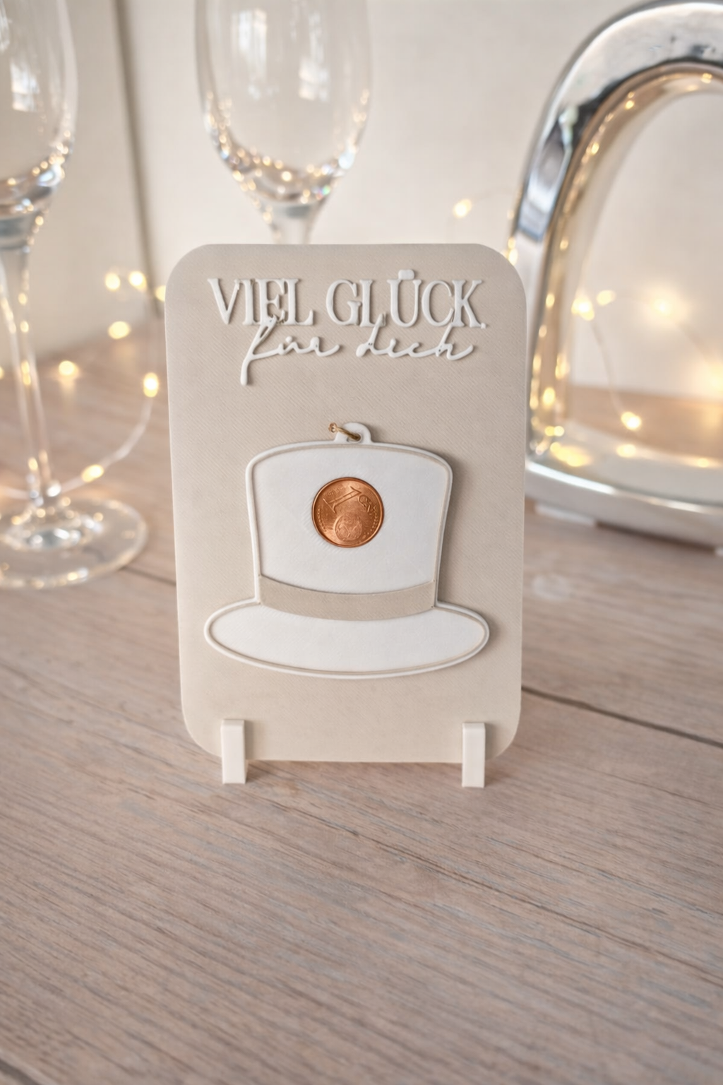 Kleines Glücksbringer-Geschenk von CozyLabs Design, mit Kleeblatt, Glückspilz, Schweinchen oder Zylinder für Silvester und Neujahr