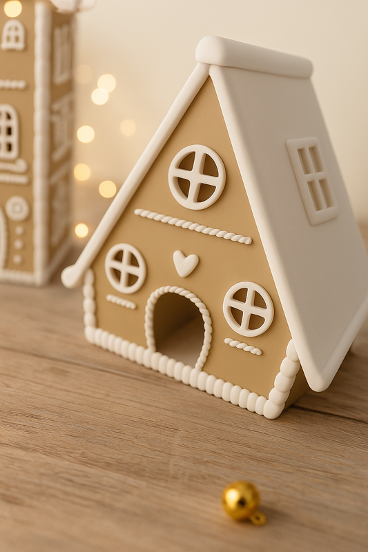 Märchenhaftes Lebkuchenhaus mittel – Weihnachtsdeko, LED-fähig, Dekohaus für Teelicht, Weihnachtsdorf M, 15 cm