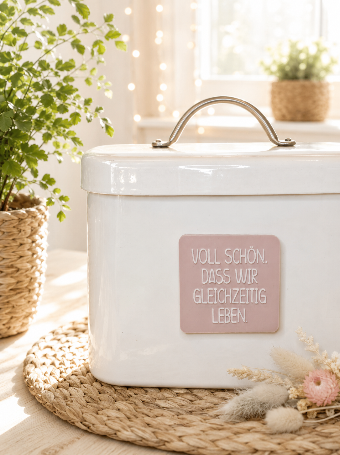 Voll schön, dass wir gleichzeitig leben – Magnet mit Spruch von CozyLabs Design