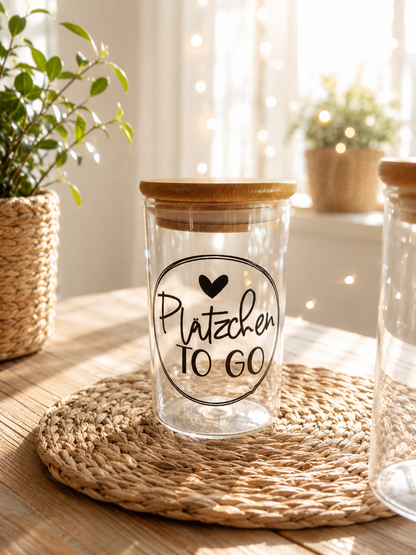 Plätzchenglas mit Spruch – kleines Glas für Kekse, Naschis & Weihnachtszauber
