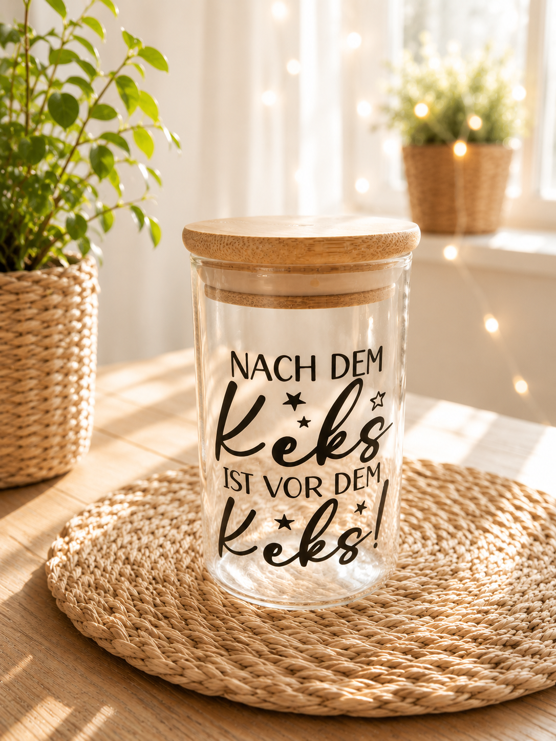 Plätzchenglas mit Spruch – kleines Glas für Kekse, Naschis & Weihnachtszauber