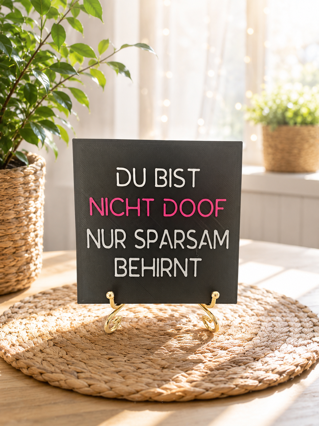 Sprüchekachel "Du bist nicht doof nur sparsam behirnt"