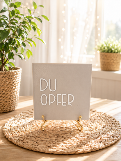 Sprüchekachel "Du Opfer"