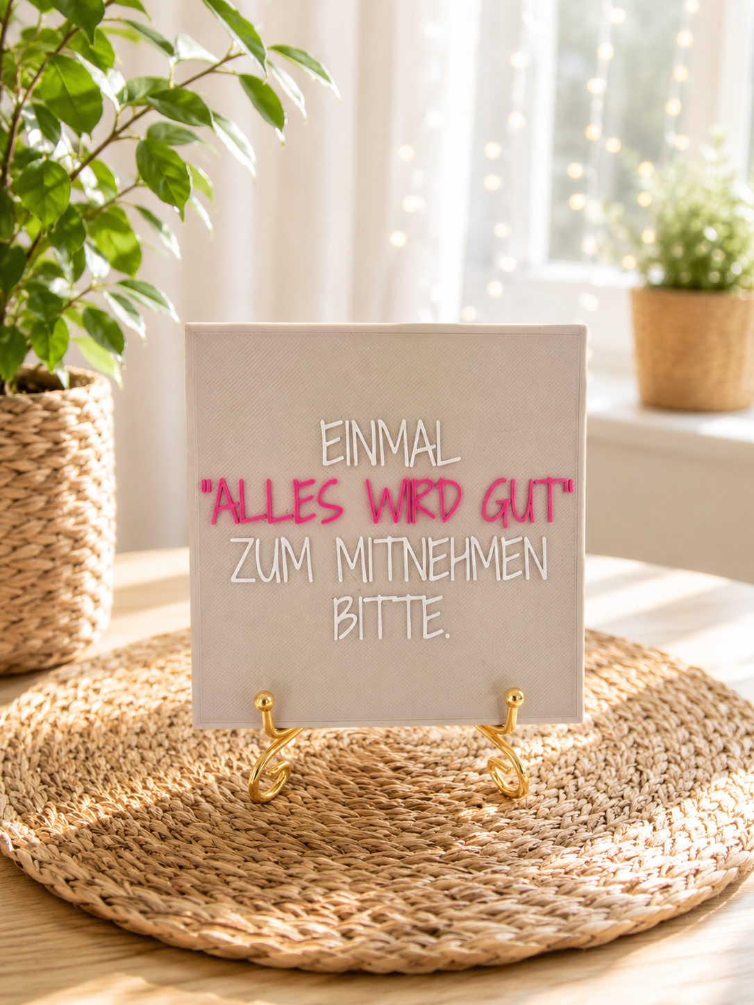 Sprüchekachel "Einmal "alles wird gut" zum mitnehmen"