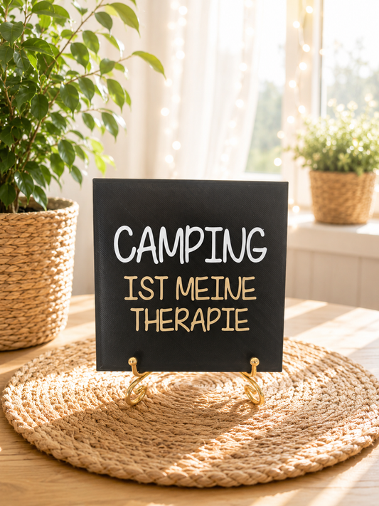 Sprüchekachel "Camping ist meine Therapie"