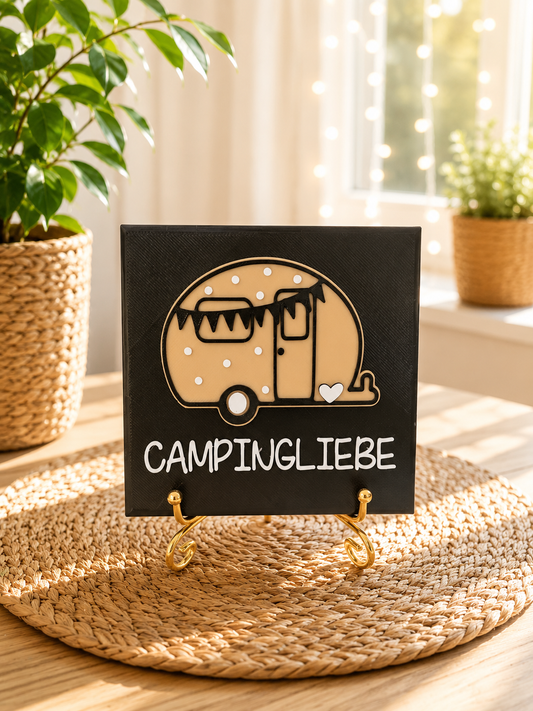 Sprüchekachel "Campingliebe Wohnwagen"