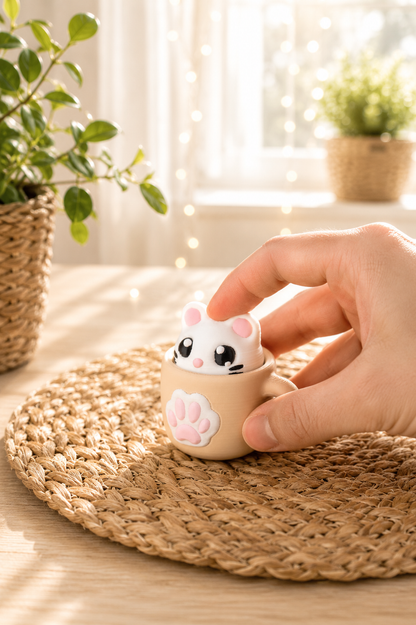Mellow Cups mit Katze – niedliches Clicky-Spielzeug zum Drücken & Liebhaben