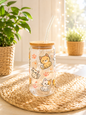 Sommerglas mit Bambusdeckel & Glasstrohhalm – Katzenliebe