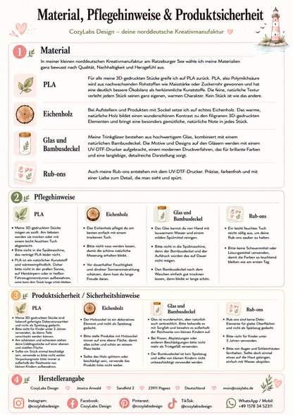 Material, Pflegehinweise und Produktsicherheit von CozyLabs Design