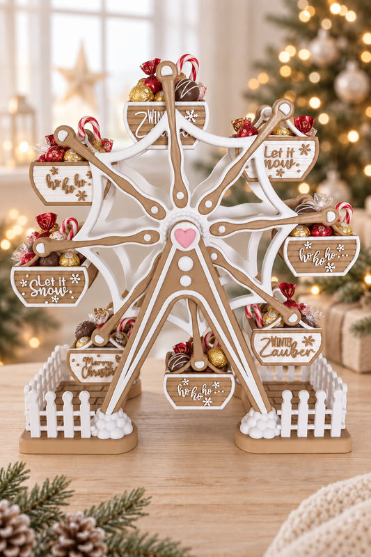 Riesenrad Weihnachtswelt – 3D-gedruckte Deko für Naschereien & festliche Stimmung