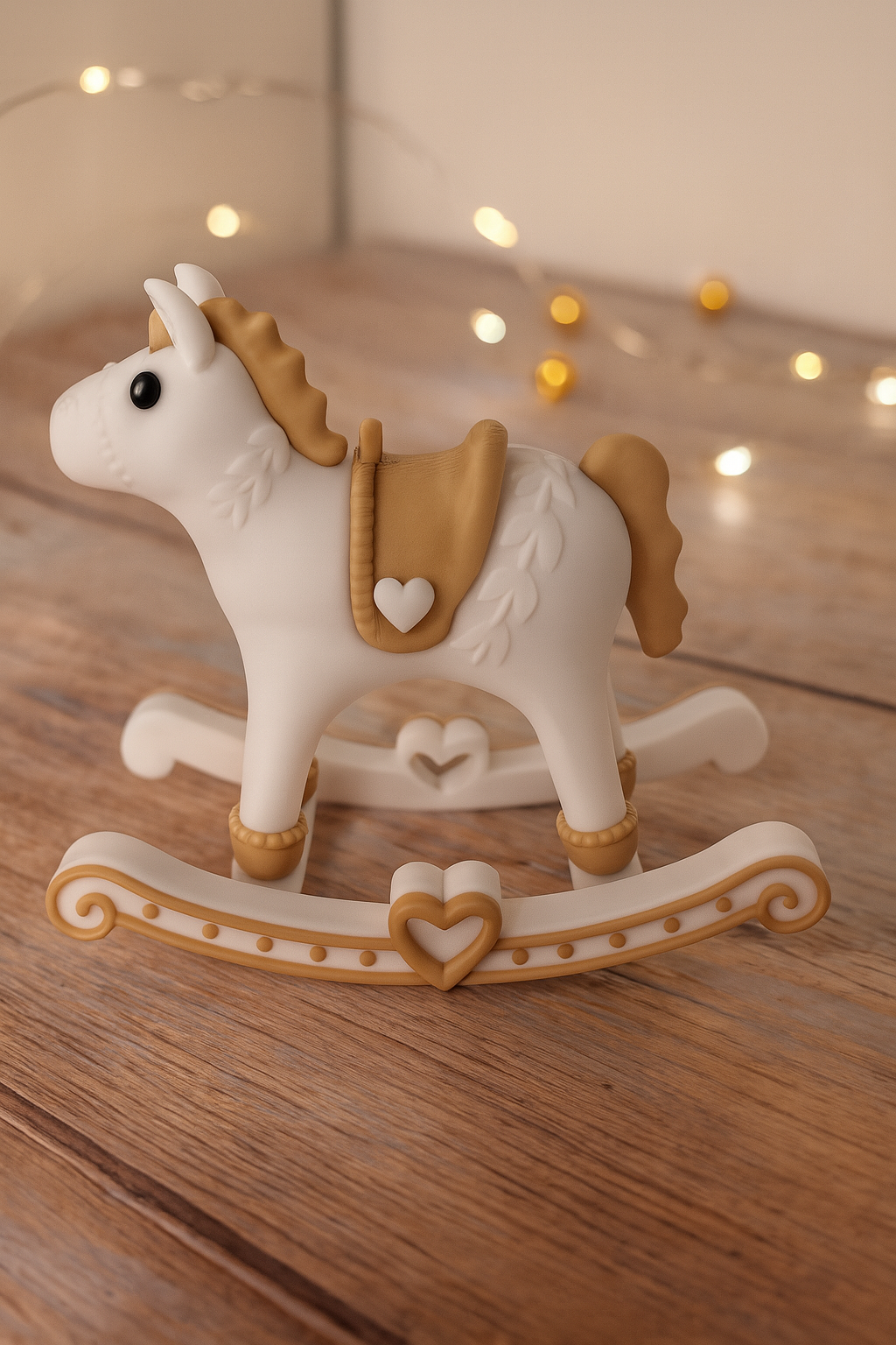 Großes Schaukelpferd von CozyLabs Design im Holzlook, hyggelige Weihnachtsdeko für festliche Räume