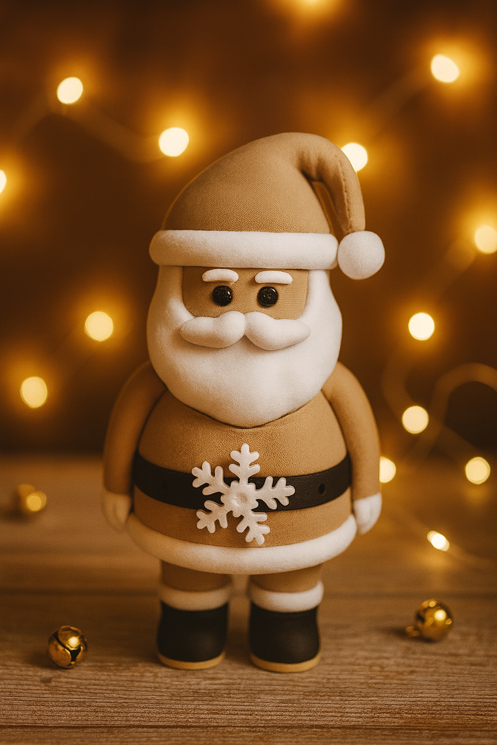Klausi, der kleine Weihnachtsmann von CozyLabs Design, sitzt fröhlich mit Mütze und Bart, Weihnachtsdeko