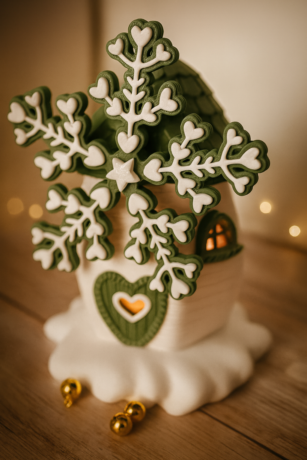 Weihnachts-Windmühle von CozyLabs Design, 13 cm, rot oder oliv, drehbares Windrad mit LED, magische Winterdeko