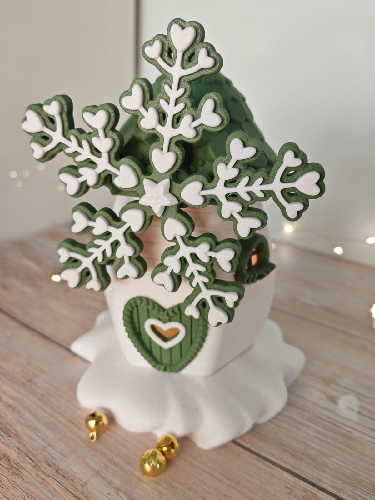 Zauberhafte Weihnachts-Windmühle – Drehbares Windrad, LED-fähig, magisch dekorieren in Oliv oder Rot, Winterdeko, 13 cm