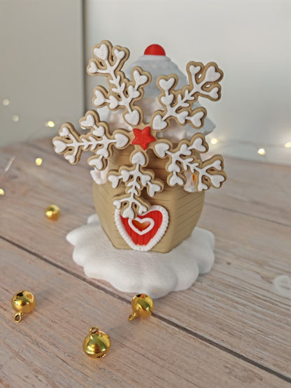 Zauberhafte Weihnachts-Windmühle – Drehbares Windrad, LED-fähig, magisch dekorieren in Oliv oder Rot, Winterdeko, 13 cm