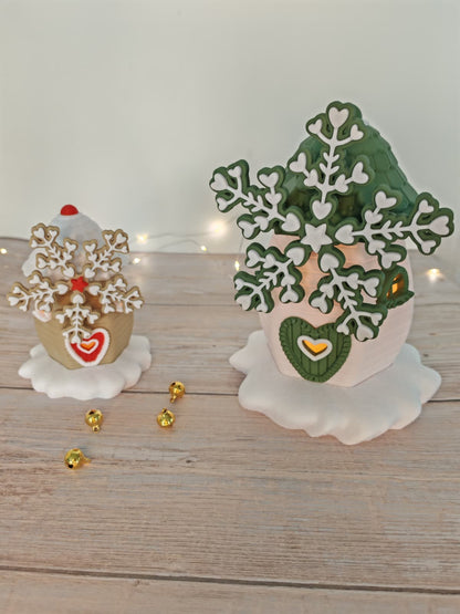Zauberhafte Weihnachts-Windmühle – Drehbares Windrad, LED-fähig, magisch dekorieren in Oliv oder Rot, Winterdeko, 13 cm