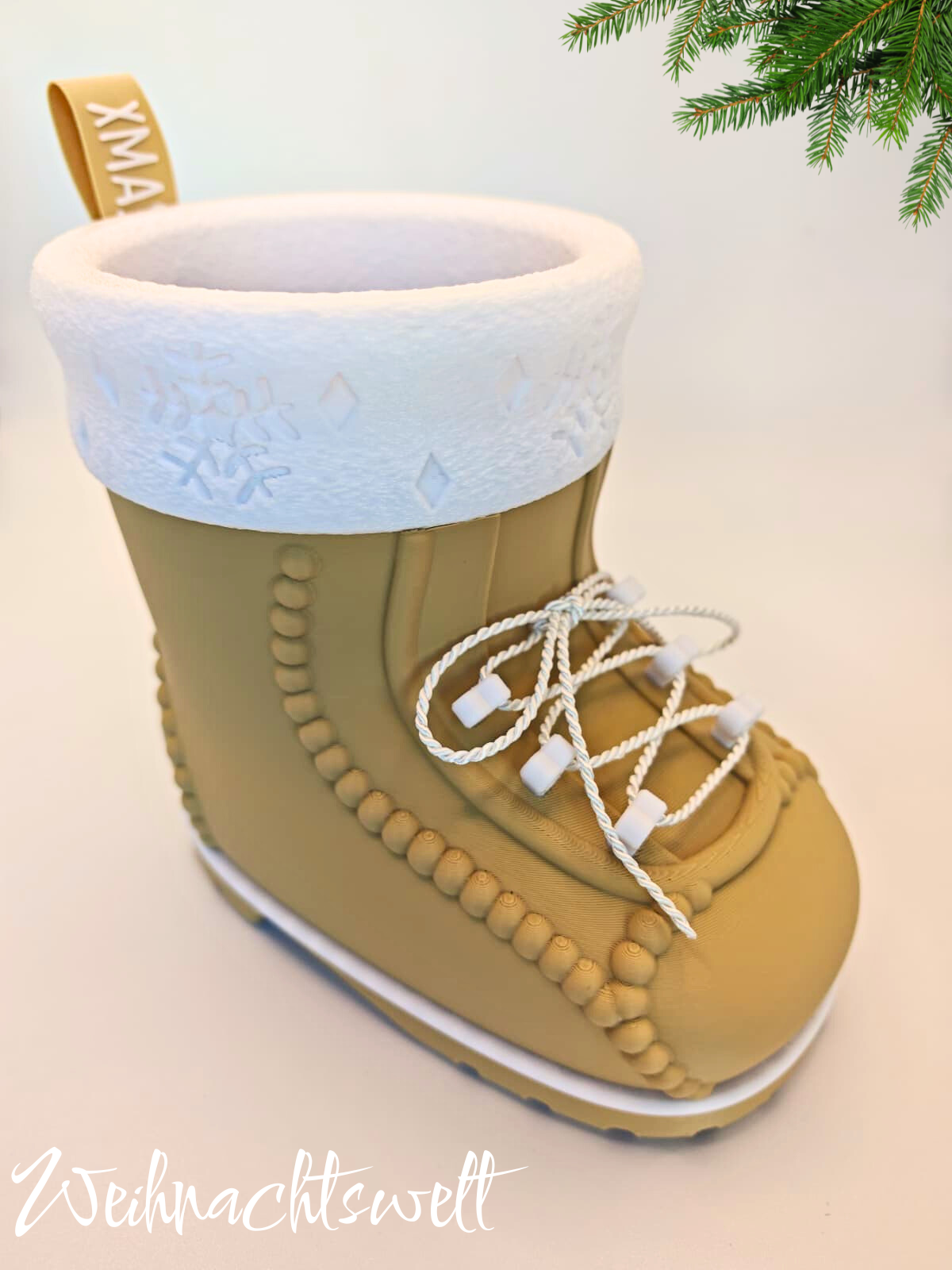Liebevoller Nikolausstiefel – winterliche Deko & Geschenkidee (16 × 15 × 9 cm)
