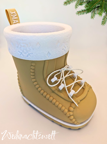 Liebevoller Nikolausstiefel – winterliche Deko & Geschenkidee (16 × 15 × 9 cm)