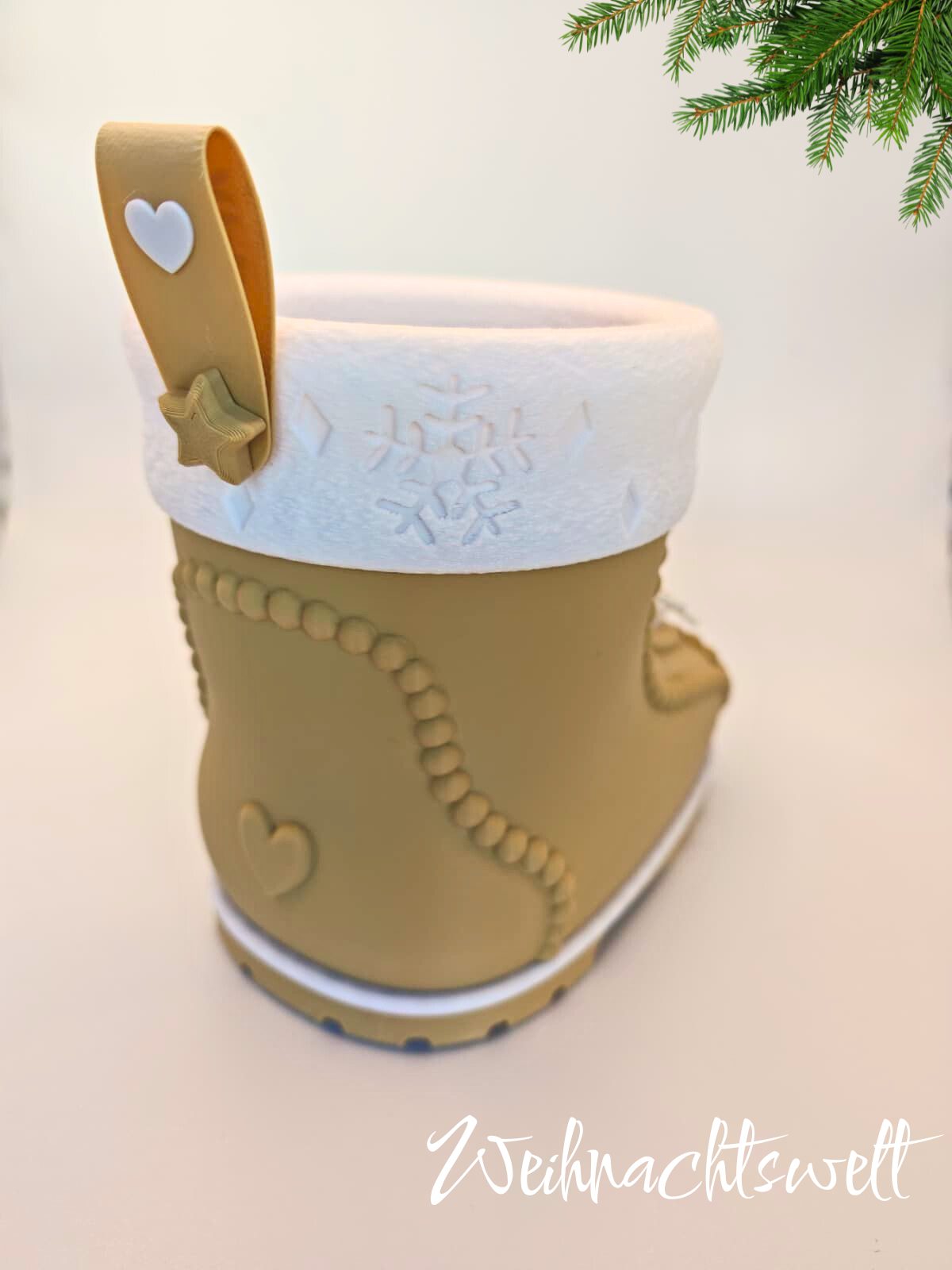 Liebevoller Nikolausstiefel – winterliche Deko & Geschenkidee (16 × 15 × 9 cm)