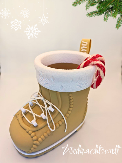 Liebevoller Nikolausstiefel – winterliche Deko & Geschenkidee (16 × 15 × 9 cm)