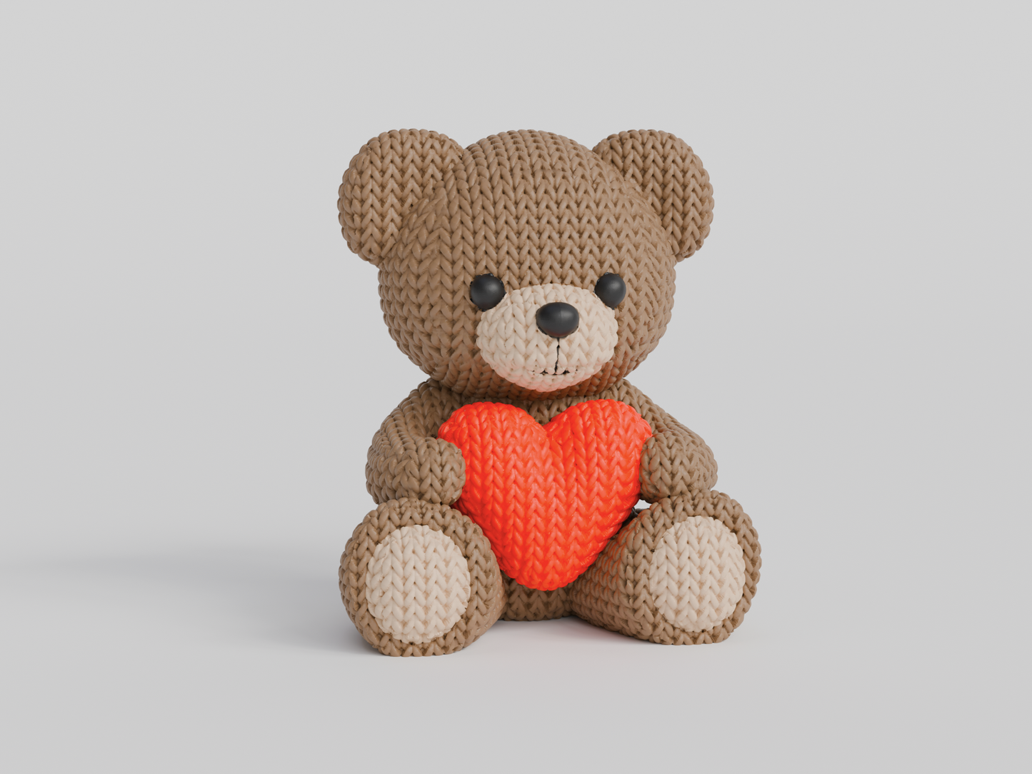 Herzbär in Strickoptik – liebevolle Dekofigur (ca. 50 x 42 x 60 mm) – in Braun-Beige oder Grau-Weiß