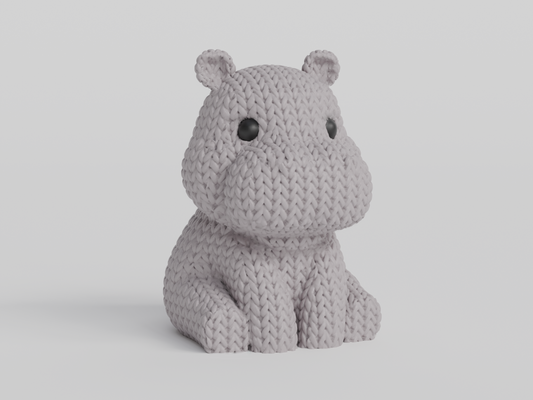 Hippo in Strickoptik – liebevolle Dekofigur (ca. 45 × 29 × 26 mm)