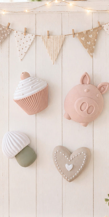 Kleine Glücks-Magnete – Schweinchen, Herz, Glückspilz & Cupcake