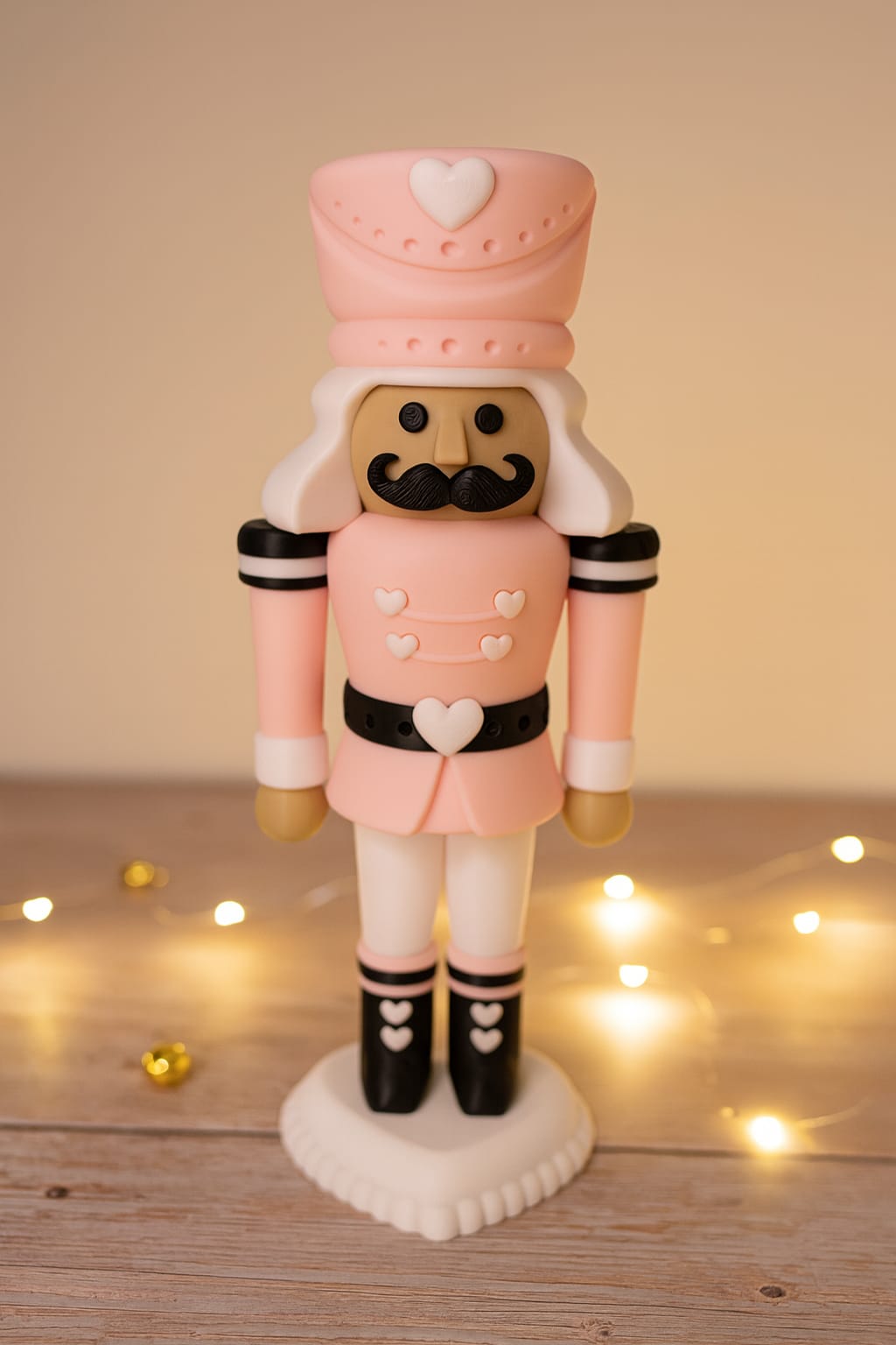 Herzknacker Nussknacker von CozyLabs Design, 25 cm, rosa, oliv und rot, moderne Weihnachtsdeko mit Herz, magische Geschenkidee