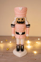 Herzknacker Nussknacker 25 cm – Weihnachtsdeko Figur in Rosa, Oliv & Rot mit Herz – Magische Geschenkidee, moderne Weihnachtsdekoration