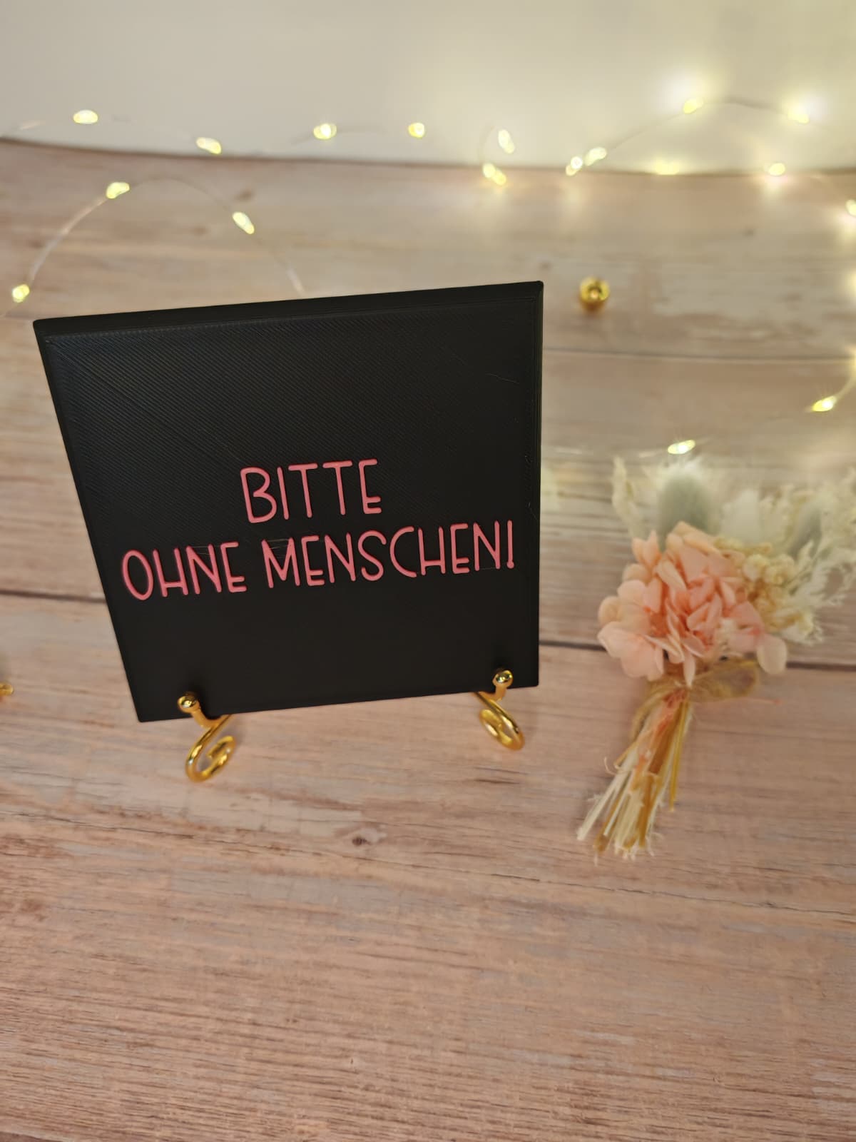 Sprüchekachel „Bitte ohne Menschen"
