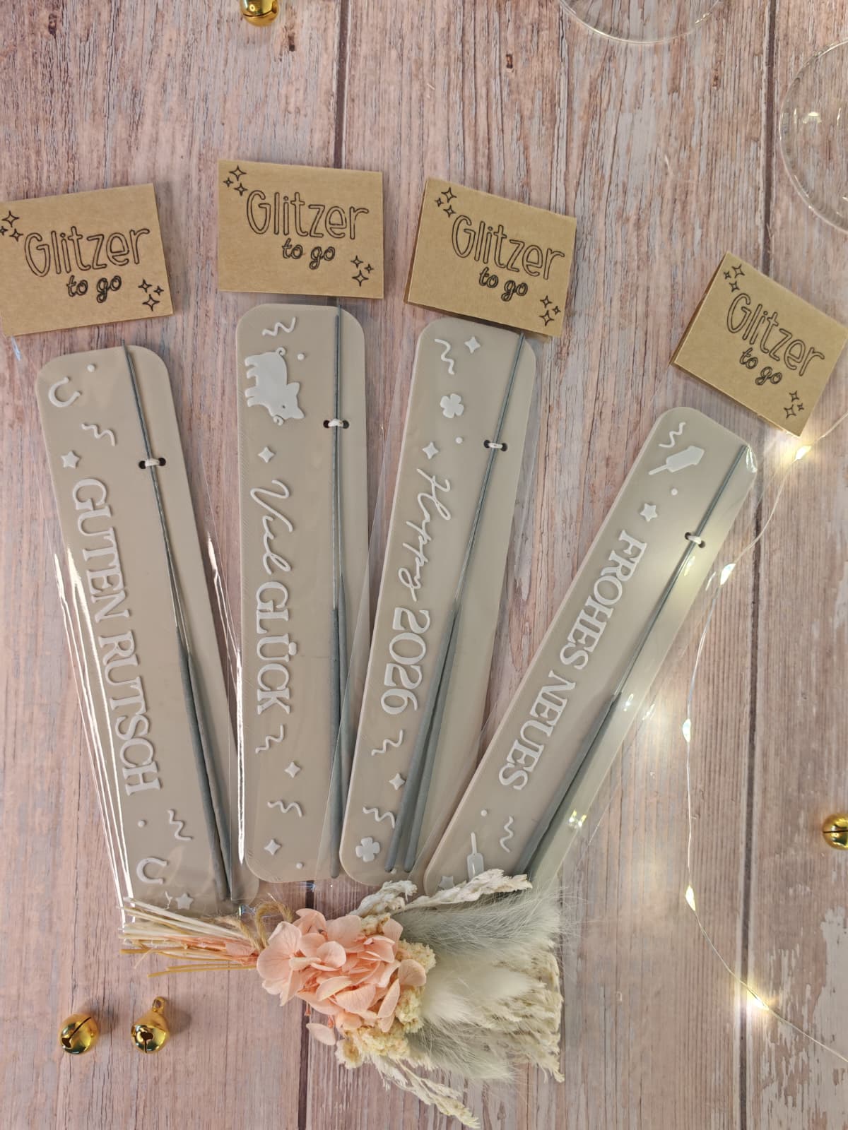 ✨ Glitzer-to-go Wunderkerzen Brettchen – kleines Geschenk & liebevolles Mitbringsel