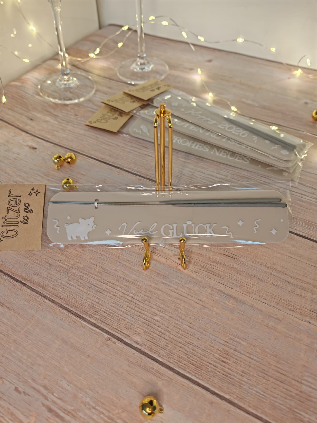 ✨ Glitzer-to-go Wunderkerzen Brettchen – kleines Geschenk & liebevolles Mitbringsel