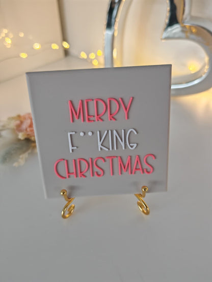 Sprüchekachel "Merry F**** Christmas"
