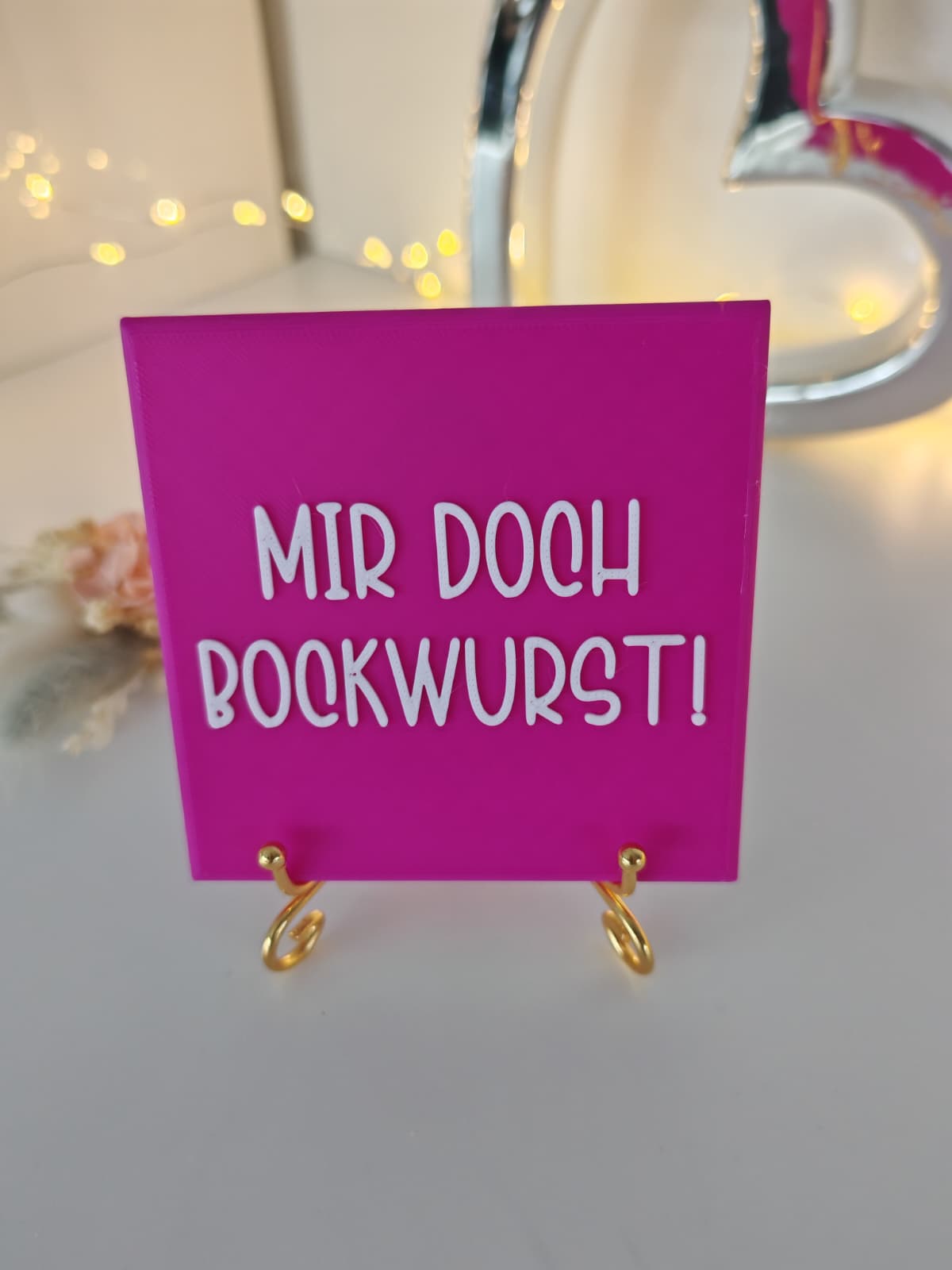 Sprüchekachel "Mir doch Bockwurst"