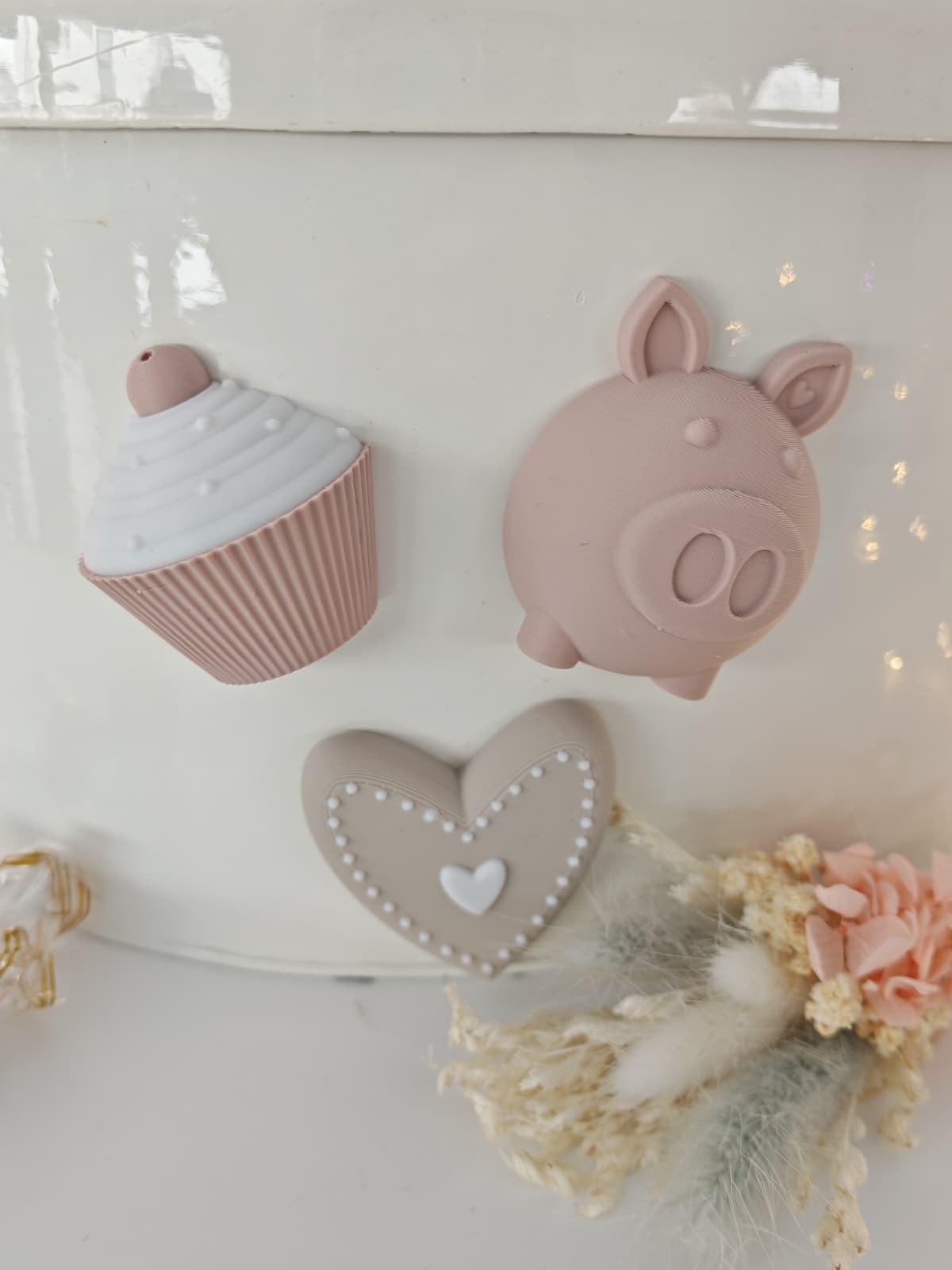Kleine Glücks-Magnete – Schweinchen, Herz, Glückspilz & Cupcake