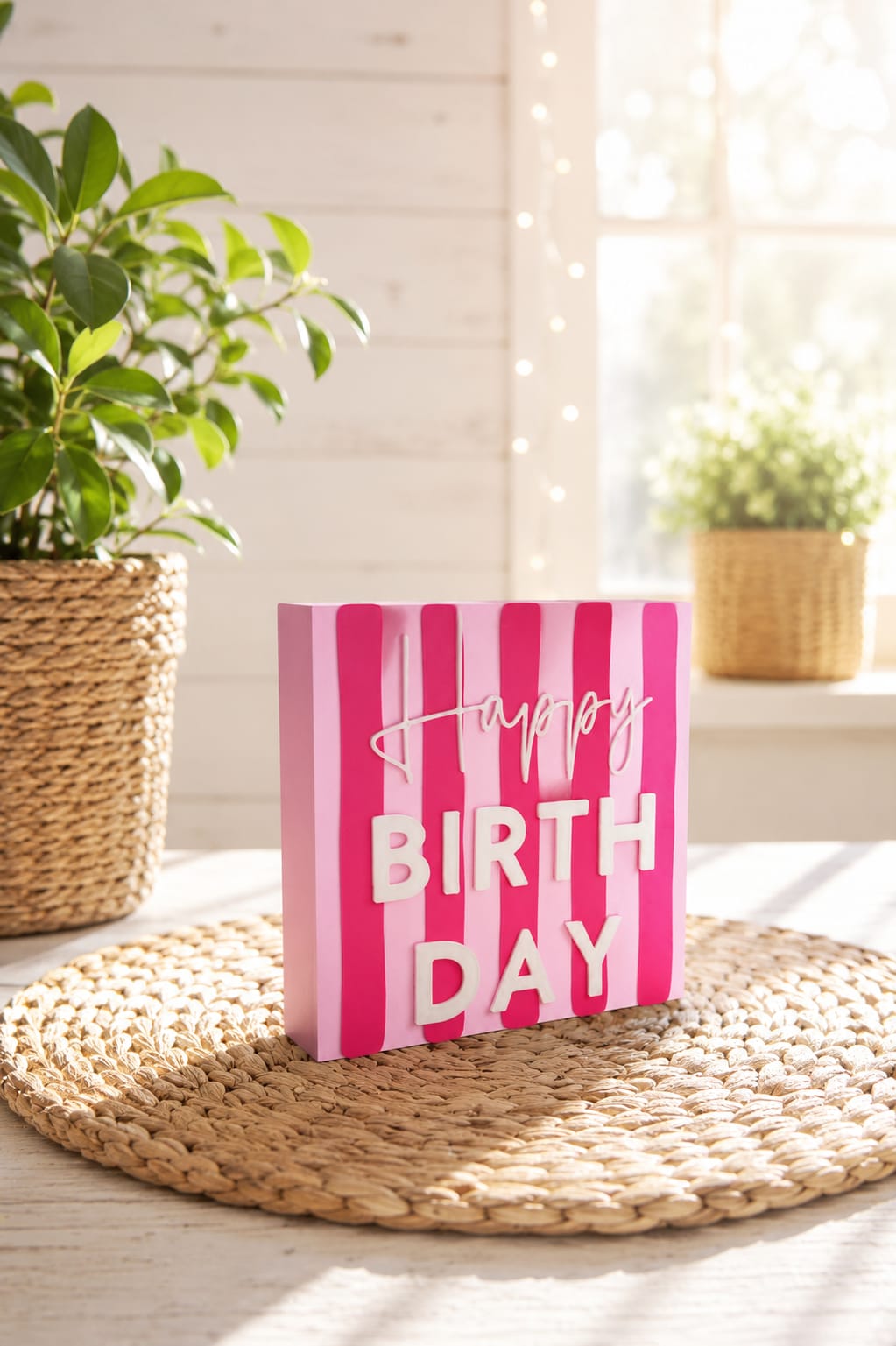 Freche Streifen – kleiner Deko-Aufsteller mit Spruch "Happy Birthday"