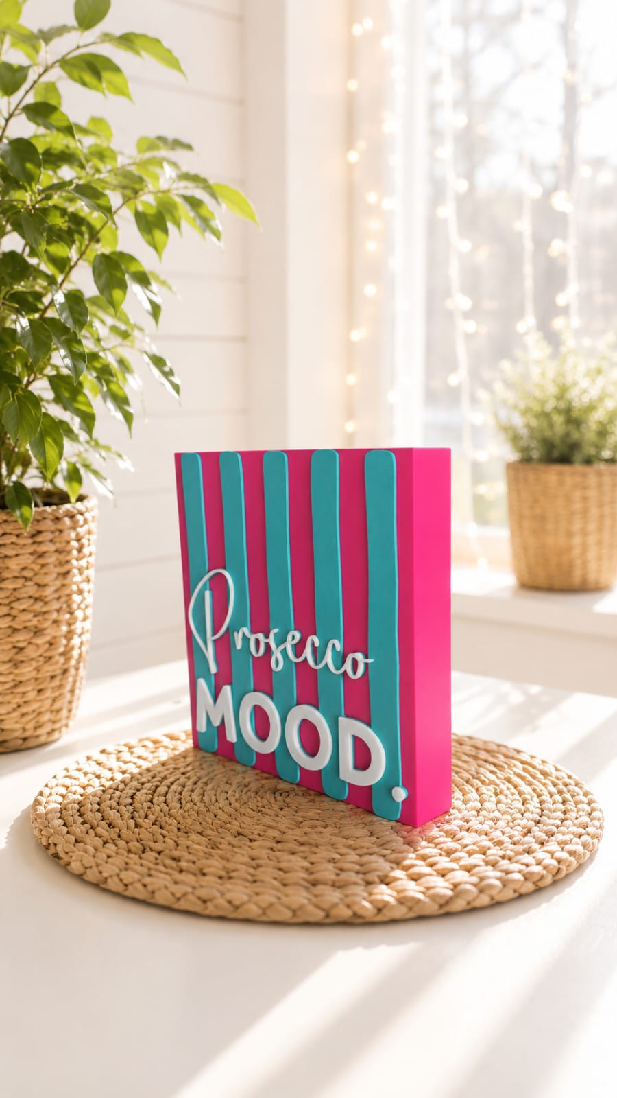 Freche Streifen – kleiner Deko-Aufsteller mit Spruch "Prosecco Mood"